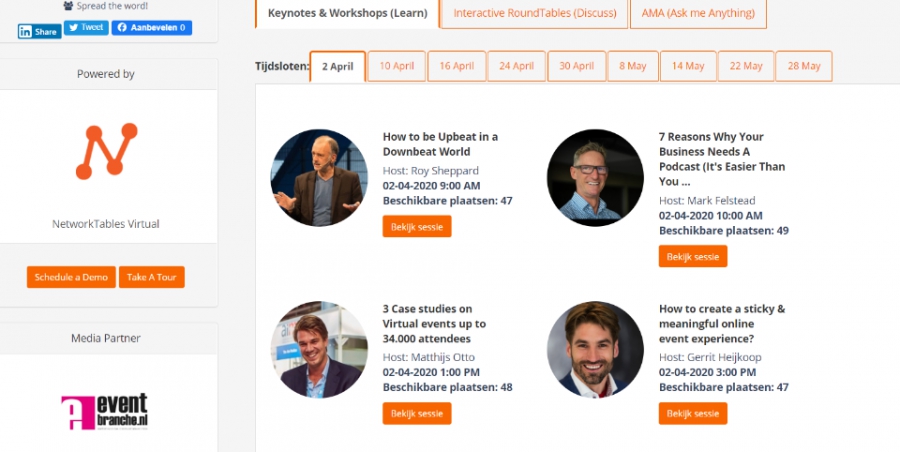 Communauté avec 100 sessions informatives en ligne pour les professionnels événementiels