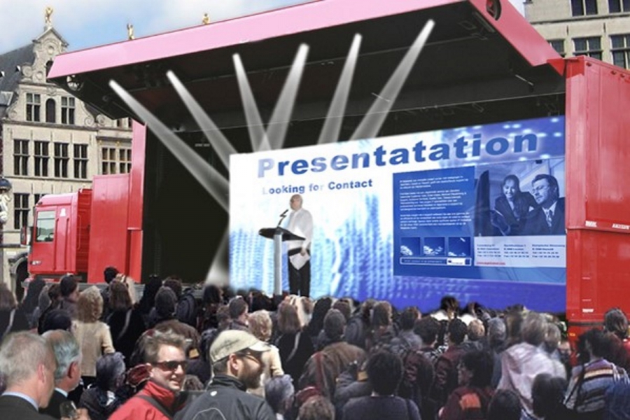 Mobiel podium van 60m² met een High Definition LED-SCHERM en generator?
